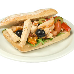 Ciabatta bread spicy chicken strips.