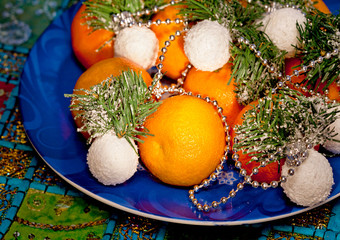 Fototapeta na wymiar Christmas mandarin