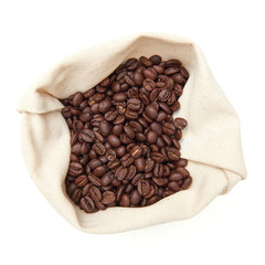 Coffee Beans in a white canvas bag