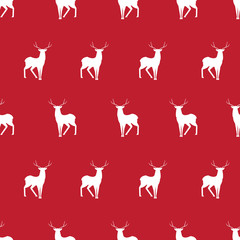 Vector red deer minimalistic silhouette seamless pattern