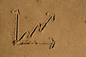 Line chart drawn in sand