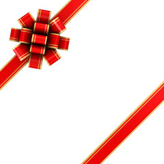 Gift red bow on a white background.