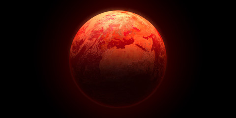 Planet earth. 3D render. The planet on a black background.