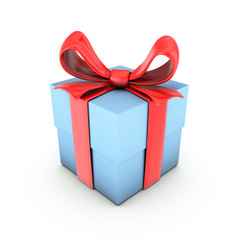 Gift boxes with ribbons on white