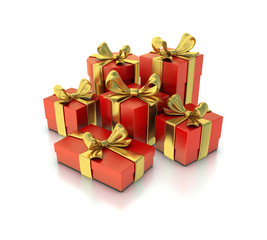 Obraz premium Gift boxes with ribbons on white