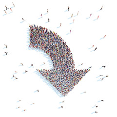 People in the shape of an arrow.