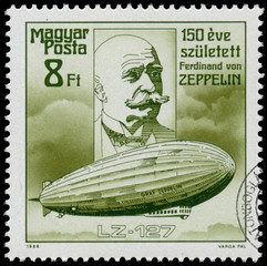Stamp printed in Hungary shows Zeppelin © Mihály Samu