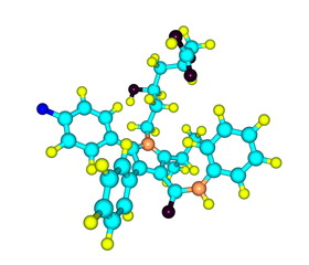 Atorvastatin molecule isolated on white