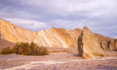 Colorful Rock Wall and Drainage Channel Death Valley