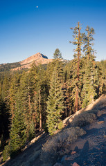 Vertical Composition Moonrise Brokeoff Mountain Lassen USA