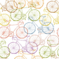Vintage Bicycle Hand Drawn Seamless Pattern