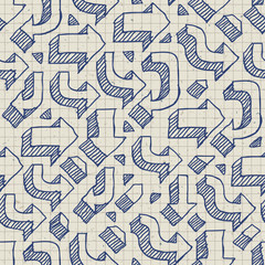 Arrows Seamless Pattern on Paper of Exercise Book