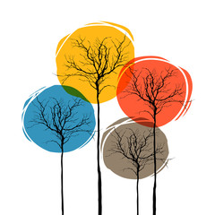 Obrazy na Plexi  Streszczenie Drzewa Na Bielu. Koncepcja pór roku