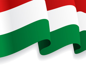 Background with waving Hungarian Flag. Vector