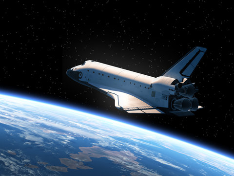 Fototapeta Space Shuttle Orbiting Earth