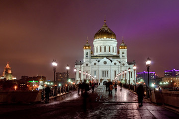 Obraz premium Cathedral Of Christ The Savior at night.