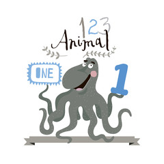 Children alphabet of animals and figures. One figure.