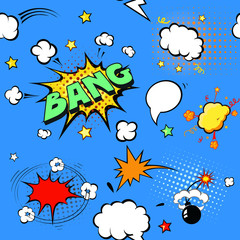 Seamless pattern background with  comic book speech bubbles