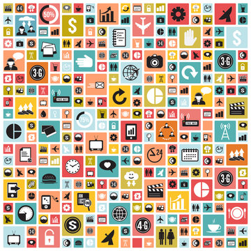 Business and social media icons infographics wallpaper