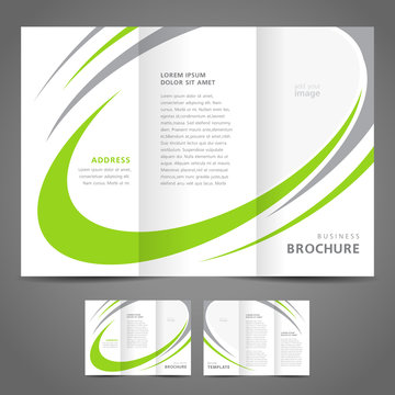 brochure design template folder leaflet green grey line element