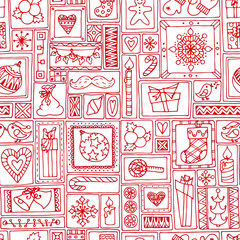 Red seamless Christmas and New Year pattern