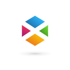 Letter X cube logo icon design template elements