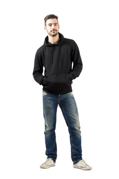 Man in hoodie with hands in pockets