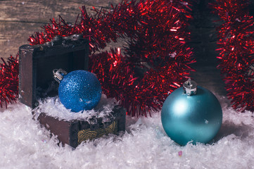 Blue christmas baubles