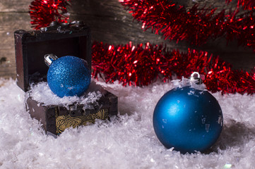 Blue christmas baubles