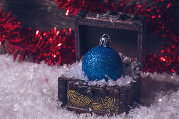 Blue glitter christmas ball