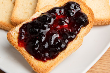 Breakfast with toast and jam