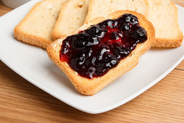 Breakfast with toast and jam