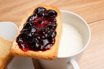 Breakfast with toast and jam