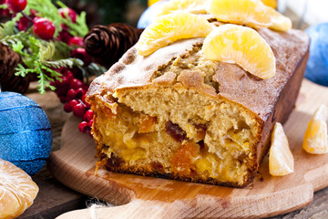 Christmas cake with tangerine and dried fruits