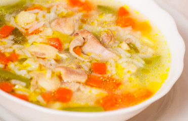 chicken soup with vegetables and rice