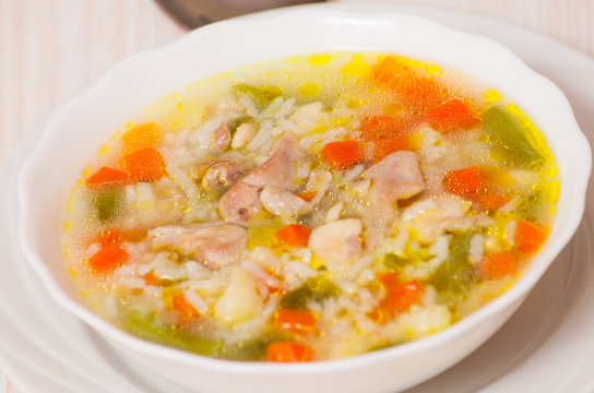 chicken soup with vegetables and rice