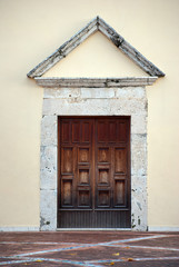 door of the church in wrought wooden