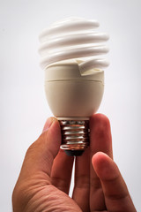 twist light bulb on white background