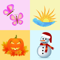 four seasons symbols illustration