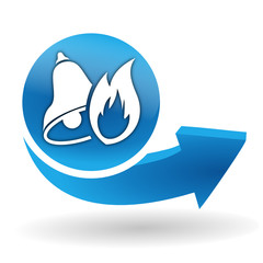 alarme incendie sur bouton web bleu