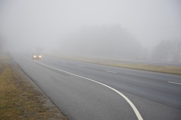 Car In Heavy Fog