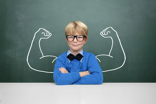 Schoolchild with muscle
