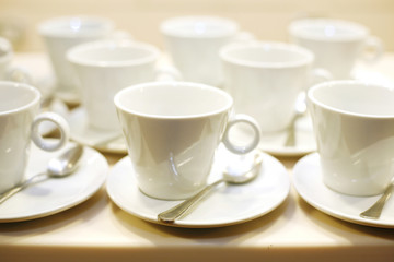 Empty white coffee cups