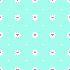 Vector flat minimalistic camomile seamless pattern