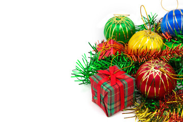 Christmas gift box with christmas balls
