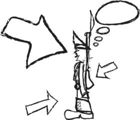 cartoon concept of dictator and speech bubble