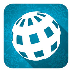 earth flat icon, christmas button