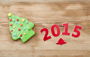 Christmas 2015 cookie on wooden table