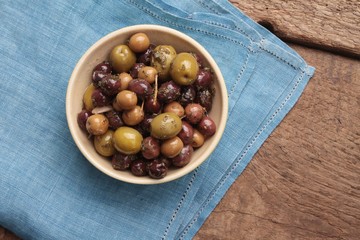 mixed olives antipasto in dish