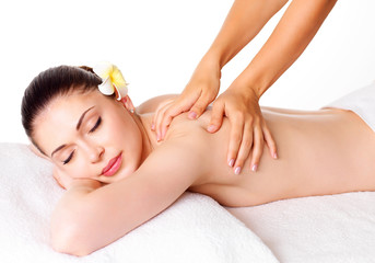 Fototapeta na wymiar Woman having massage of body in spa salon